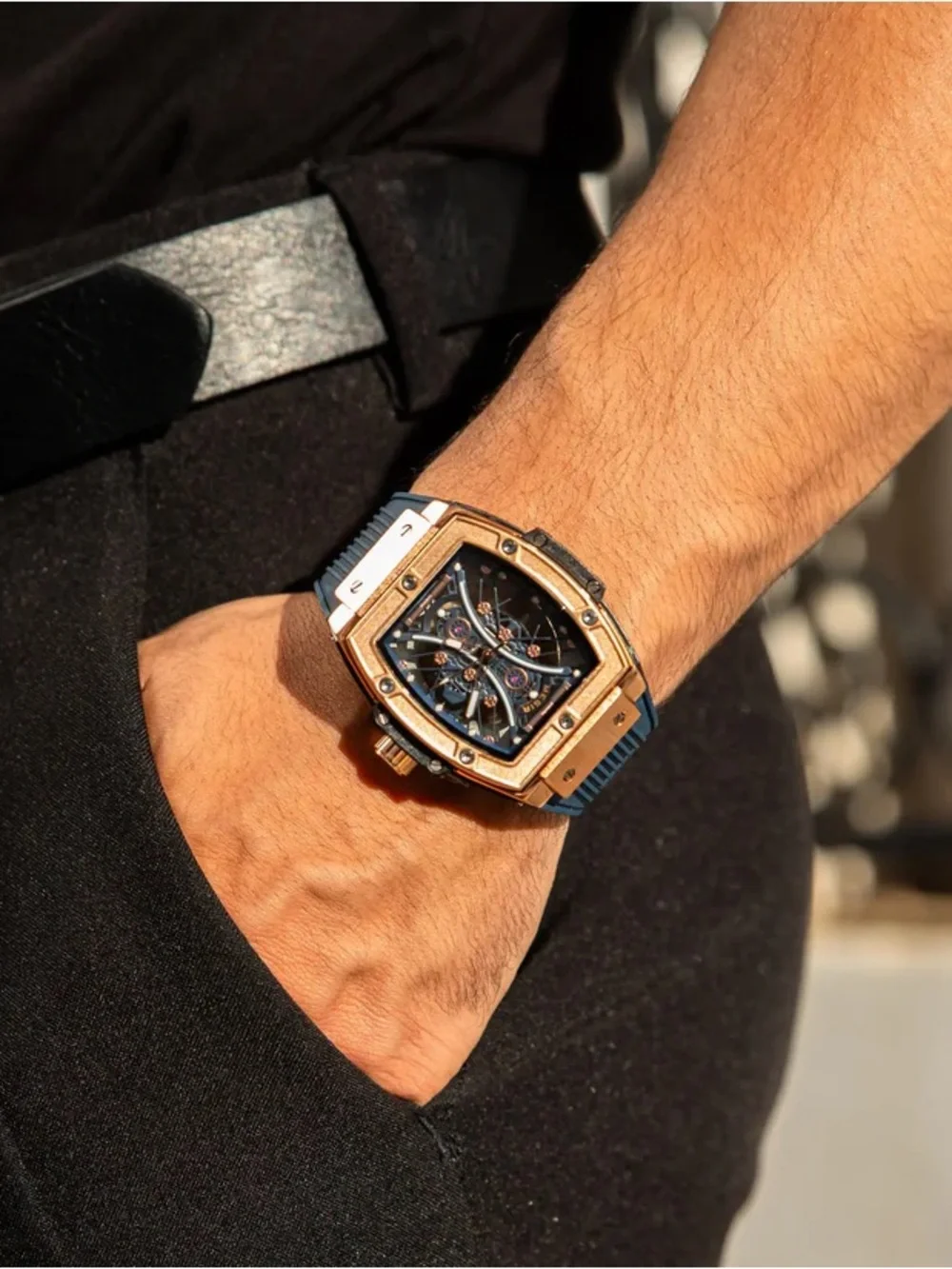 Lucky Fours Summit Midnight Rose MEGIR M8109 Rose Gold Blue Men’s Watch